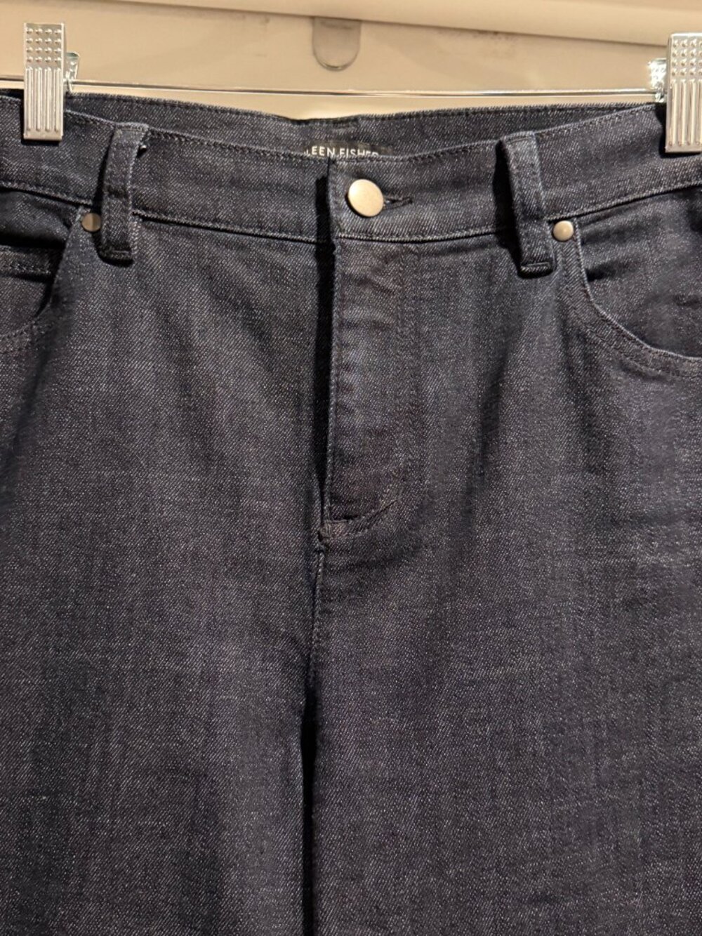 Eileen Fisher Straight Leg stretch Jean Dark Blue Wash - Picture 3 of 6
